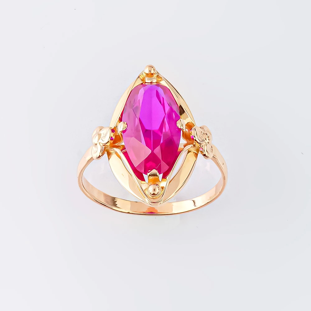 Кольцо с фианитом из красного золота 583 пробы