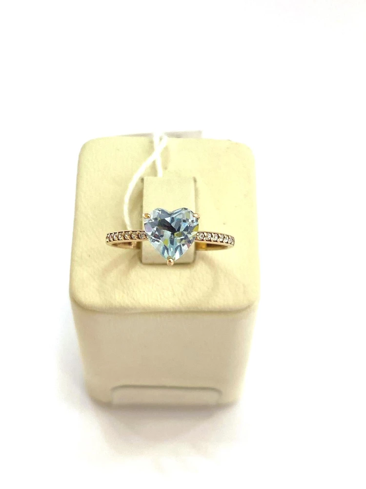 Кольцо с топазом из красного золота 585 пробы