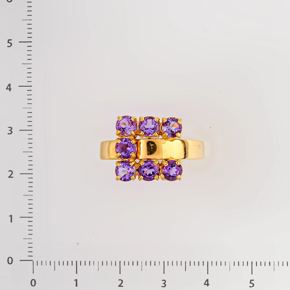 Кольцо с аметистом из желтого золота 750 пробы