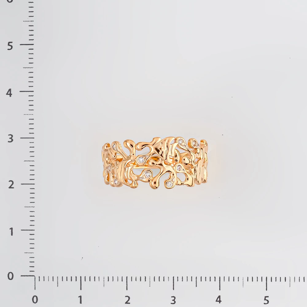 Кольцо с фианитом из красного золота 585 пробы