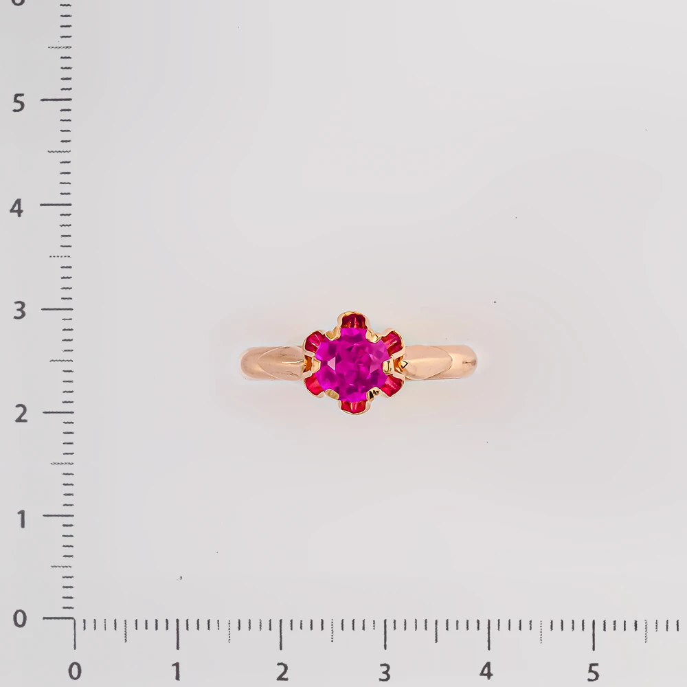 Кольцо с фианитом из красного золота 583 пробы