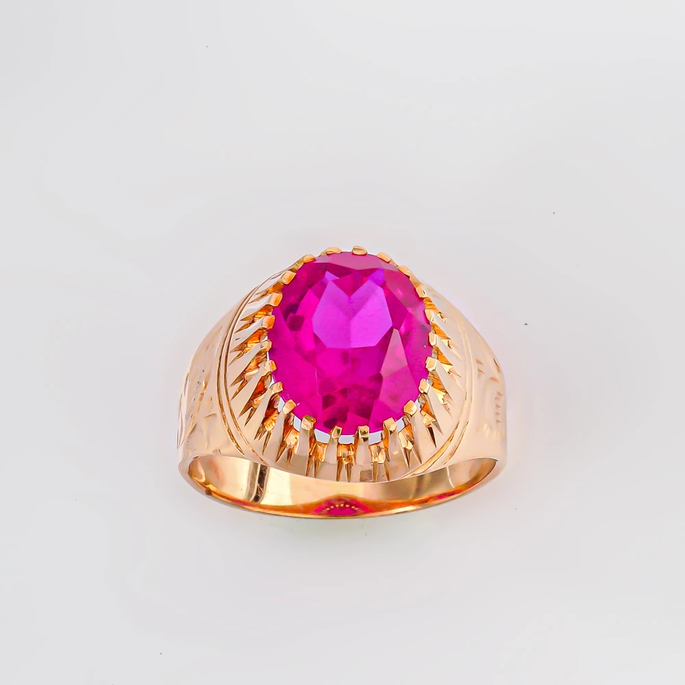 Кольцо с фианитом из красного золота 583 пробы