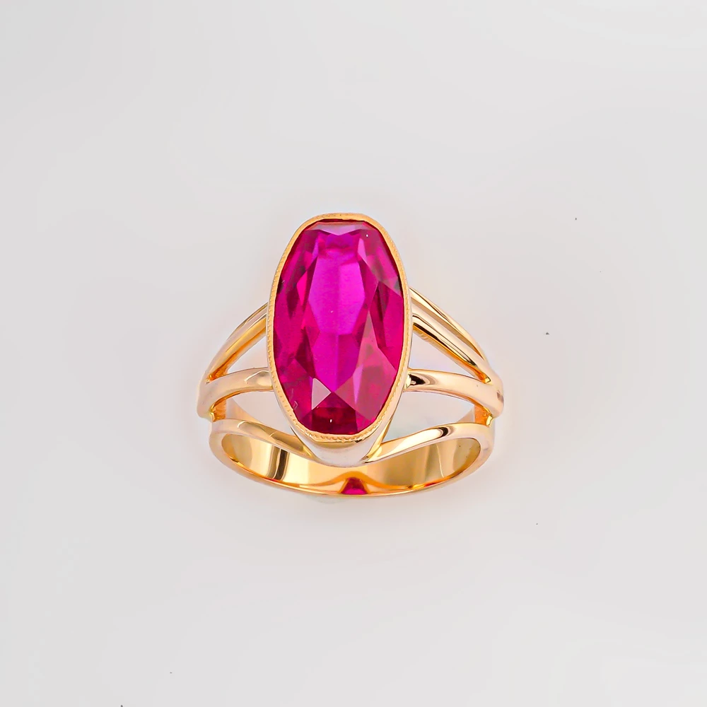 Кольцо с фианитом из красного золота 583 пробы