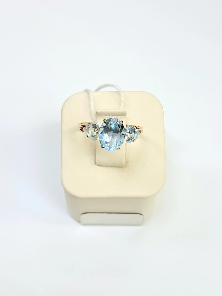 Кольцо с топазом из красного золота 585 пробы