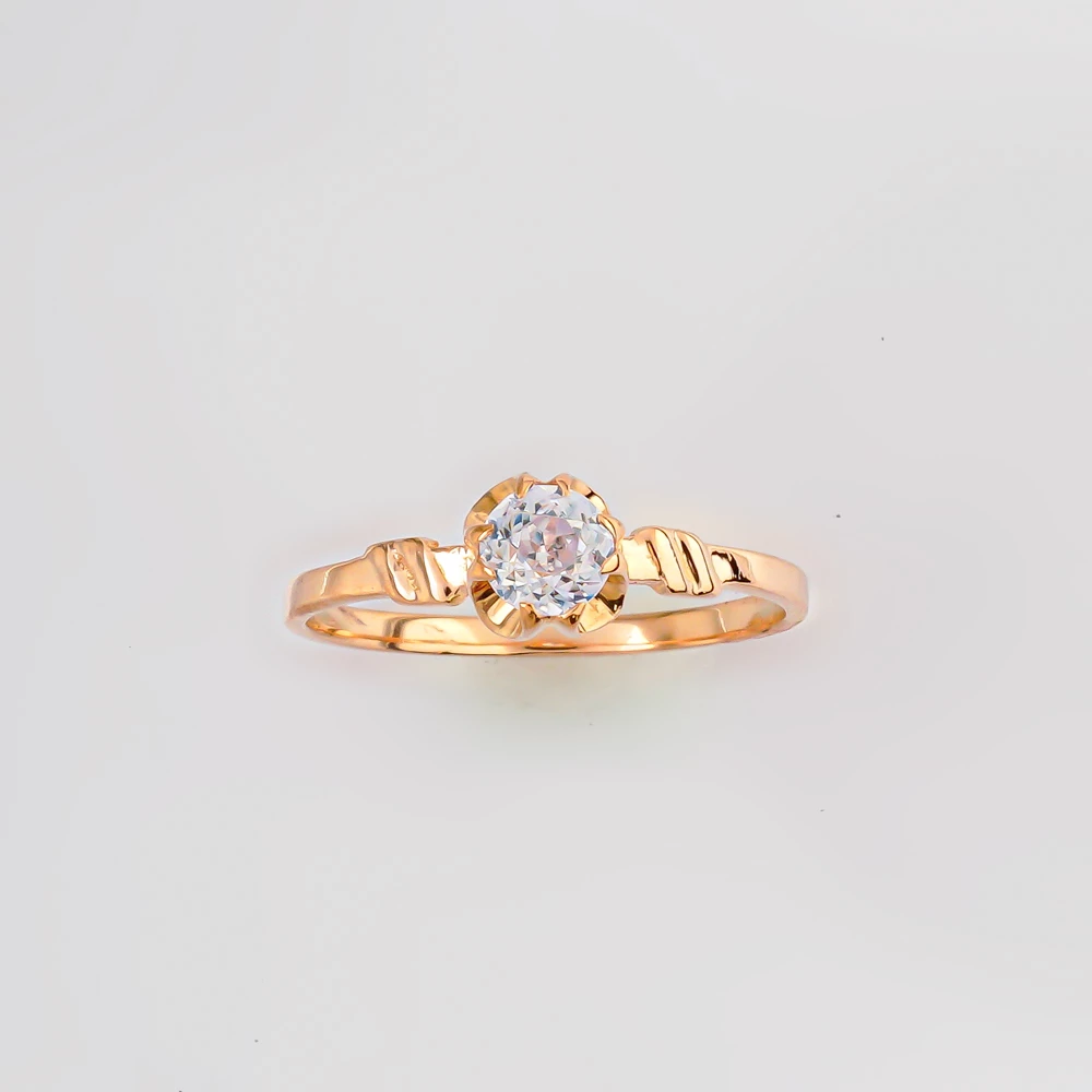 Кольцо с фианитом из красного золота 583 пробы