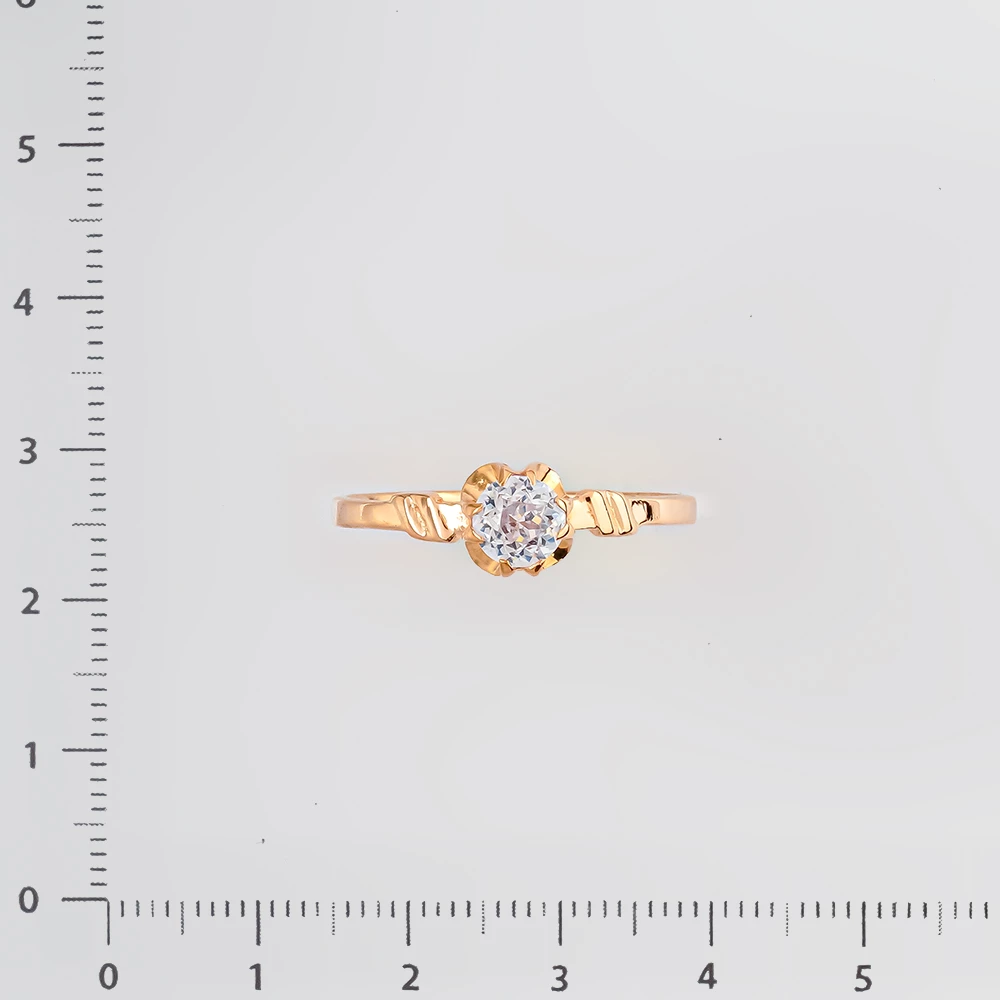 Кольцо с фианитом из красного золота 583 пробы