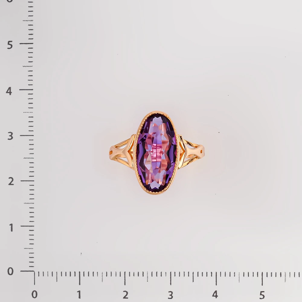 Кольцо с фианитом из красного золота 583 пробы