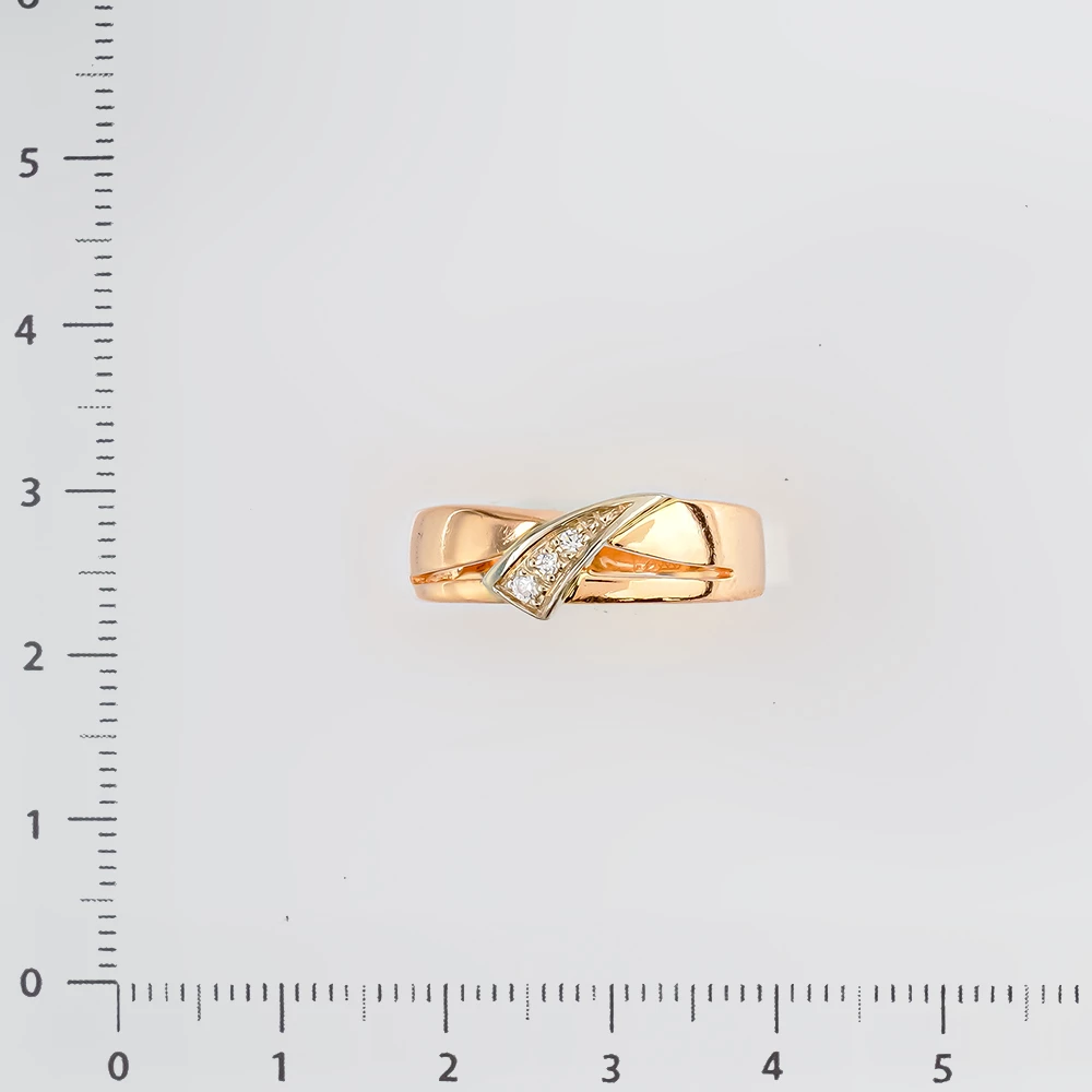 Кольцо с фианитом из красного золота 585 пробы