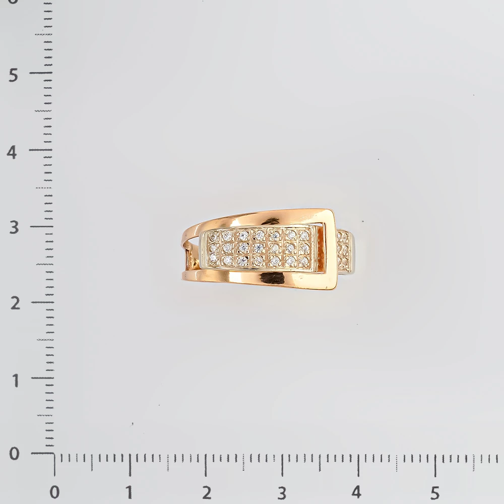 Кольцо с фианитом из красного золота 585 пробы