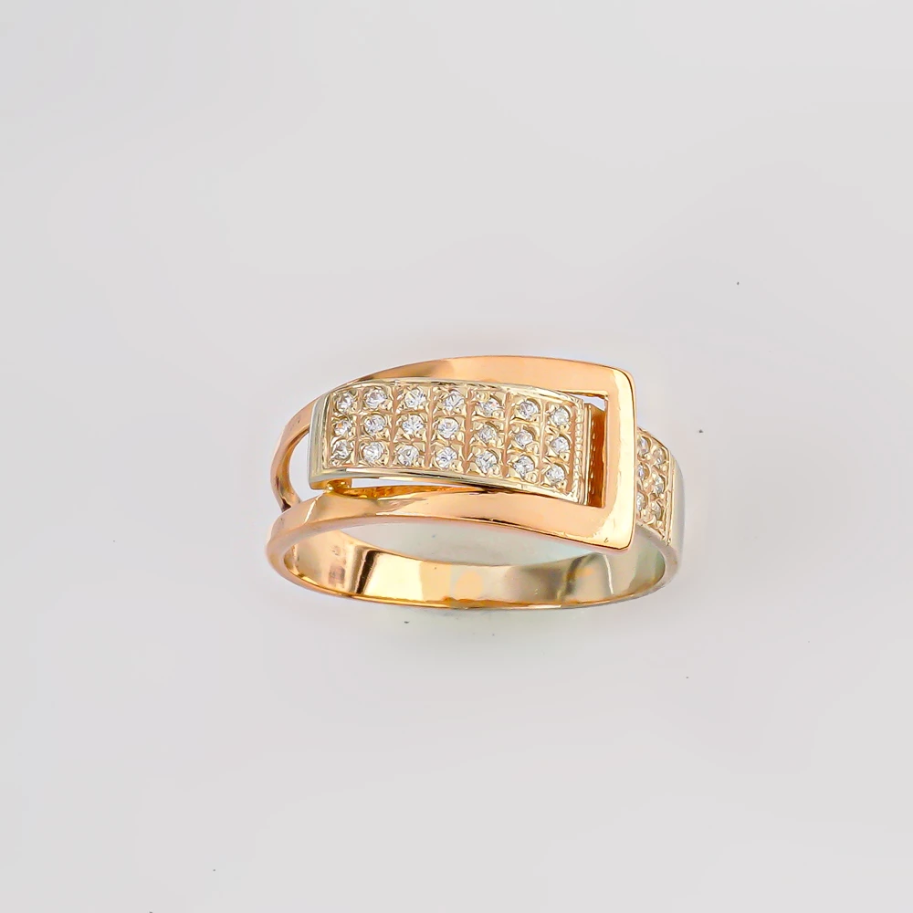 Кольцо с фианитом из красного золота 585 пробы