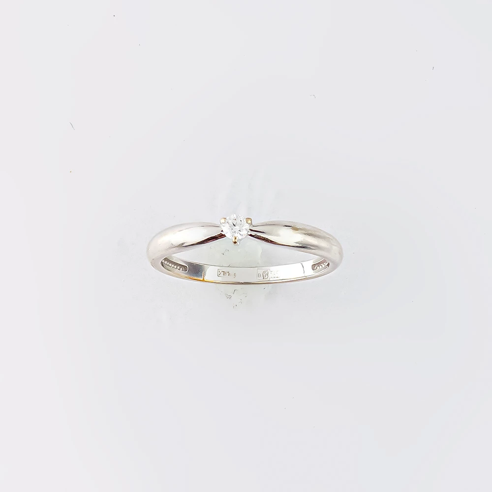 Кольцо с бриллиантом из белого золота 585 пробы