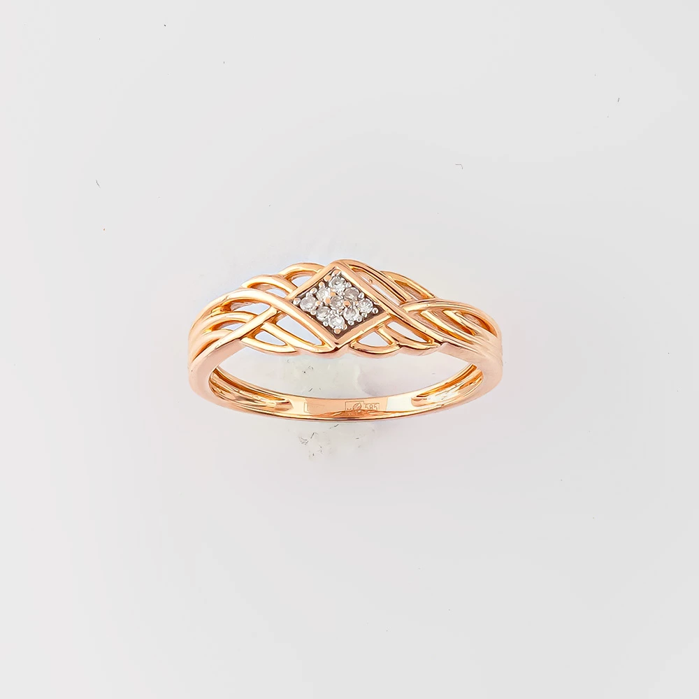 Кольцо с бриллиантом из красного золота 585 пробы