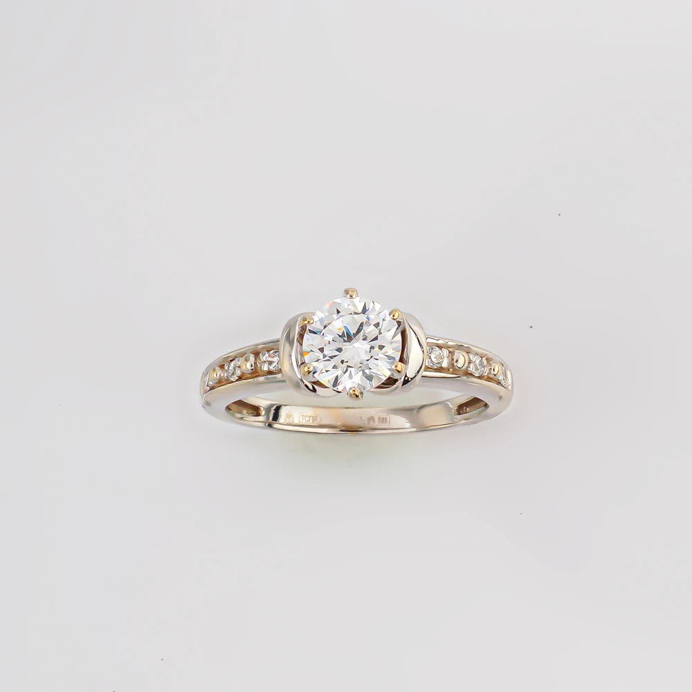 Кольцо с фианитом из белого золота 585 пробы