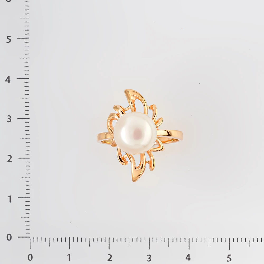 Кольцо с культивированным жемчугом из красного золота 585 пробы
