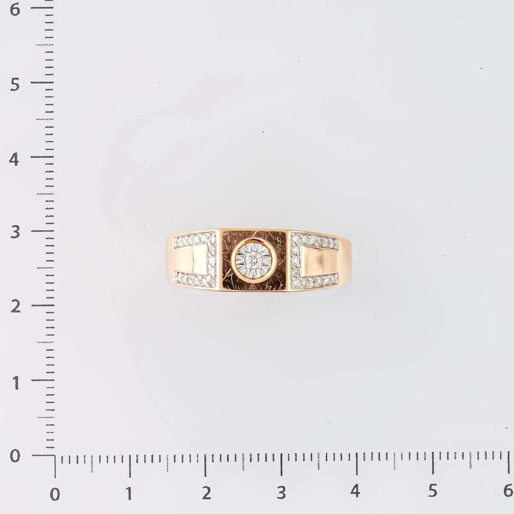 Кольцо с бриллиантом из красного золота 585 пробы