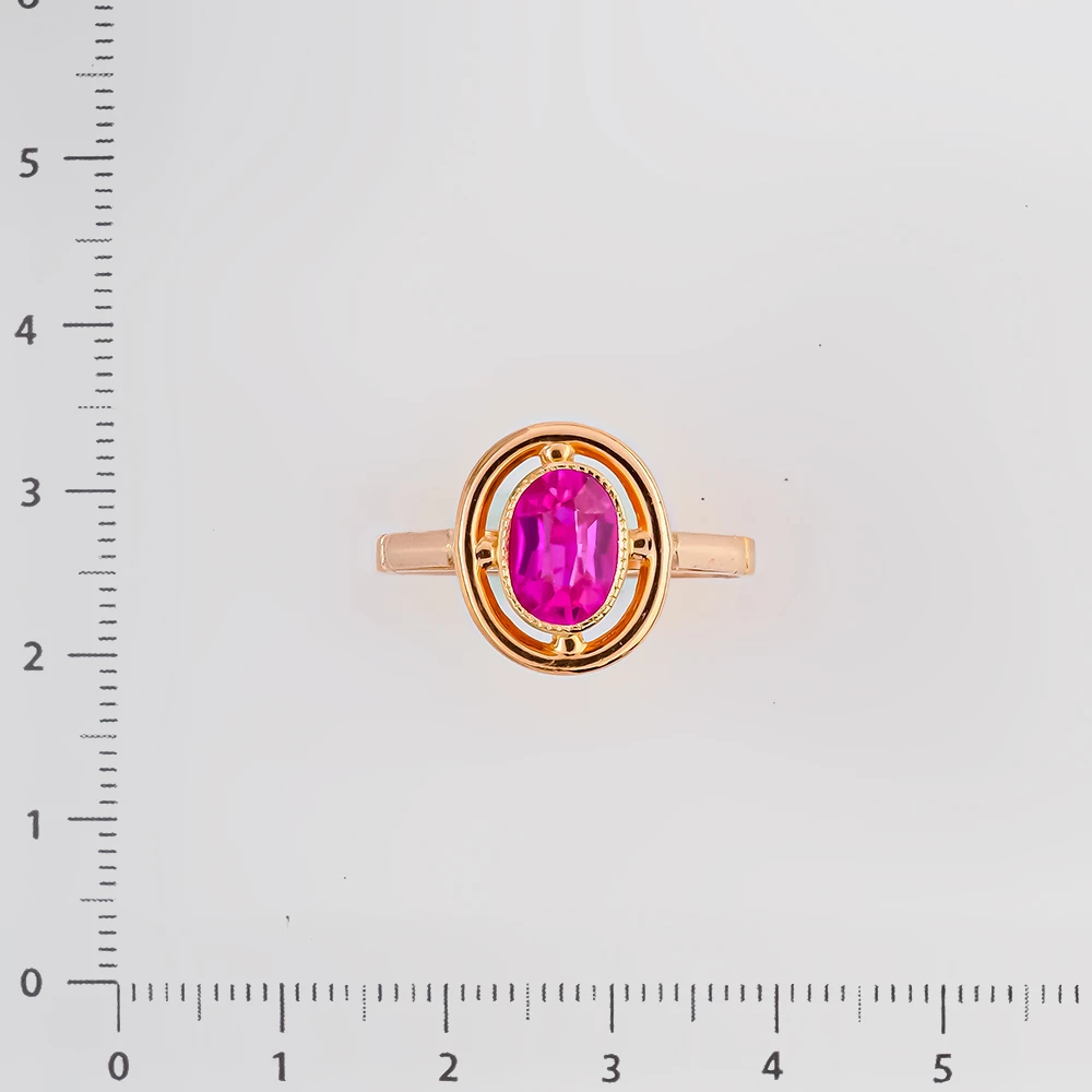 Кольцо с фианитом из красного золота 583 пробы