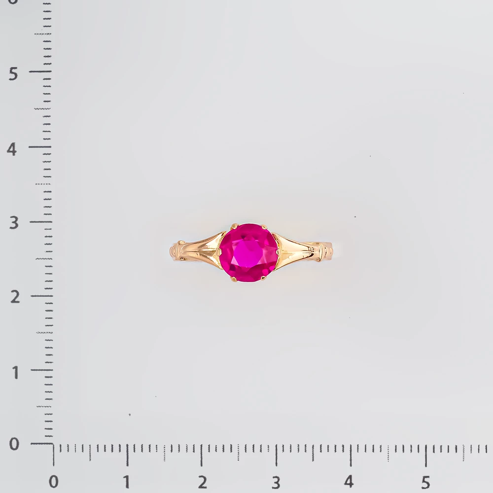 Кольцо с фианитом из красного золота 583 пробы