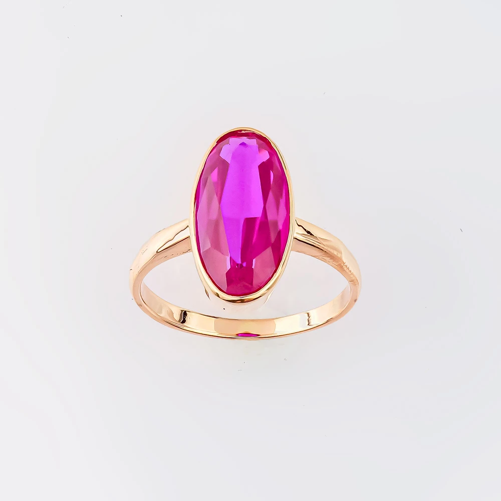 Кольцо с фианитом из красного золота 583 пробы