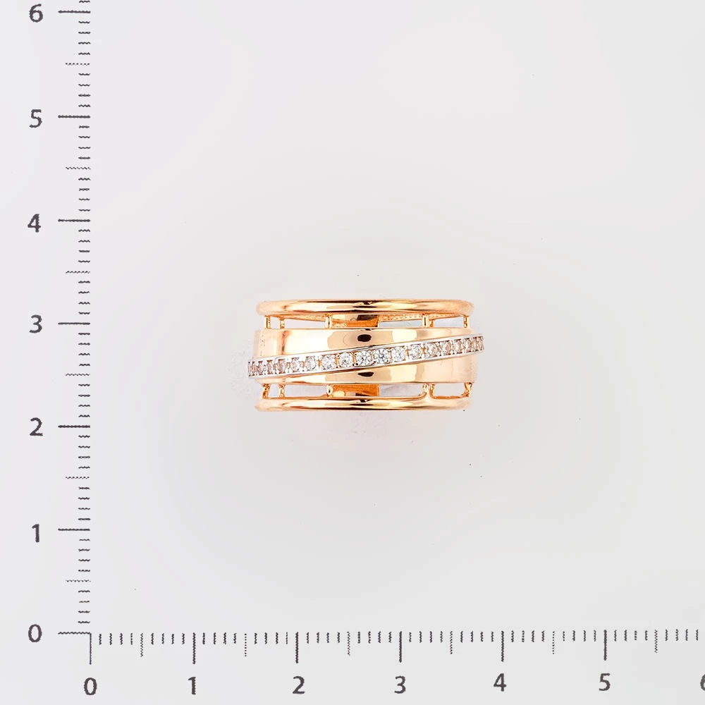 Кольцо с фианитом из красного золота 585 пробы