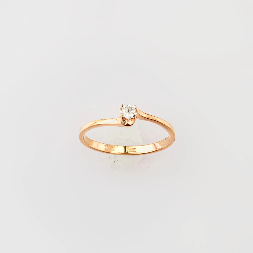 Кольцо с бриллиантом из красного золота 585 пробы