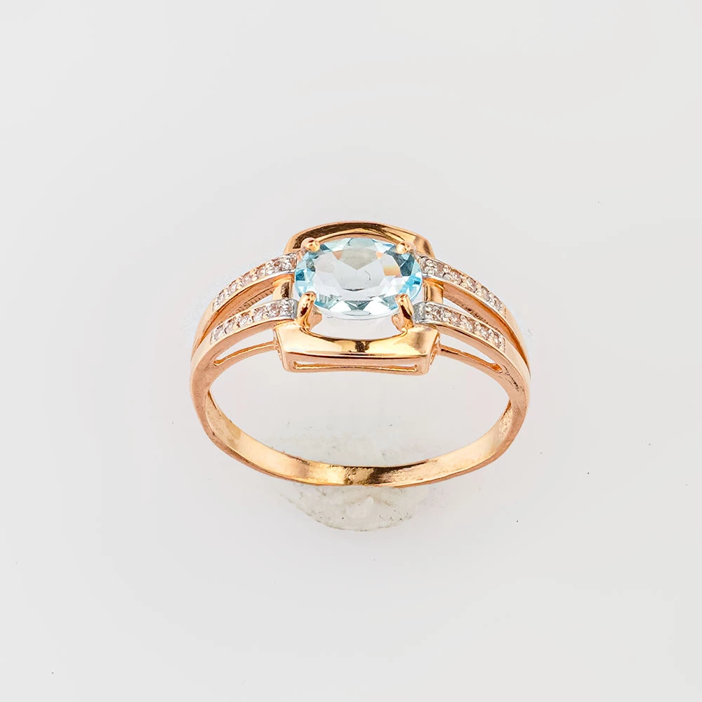 Кольцо с топазом из красного золота 585 пробы