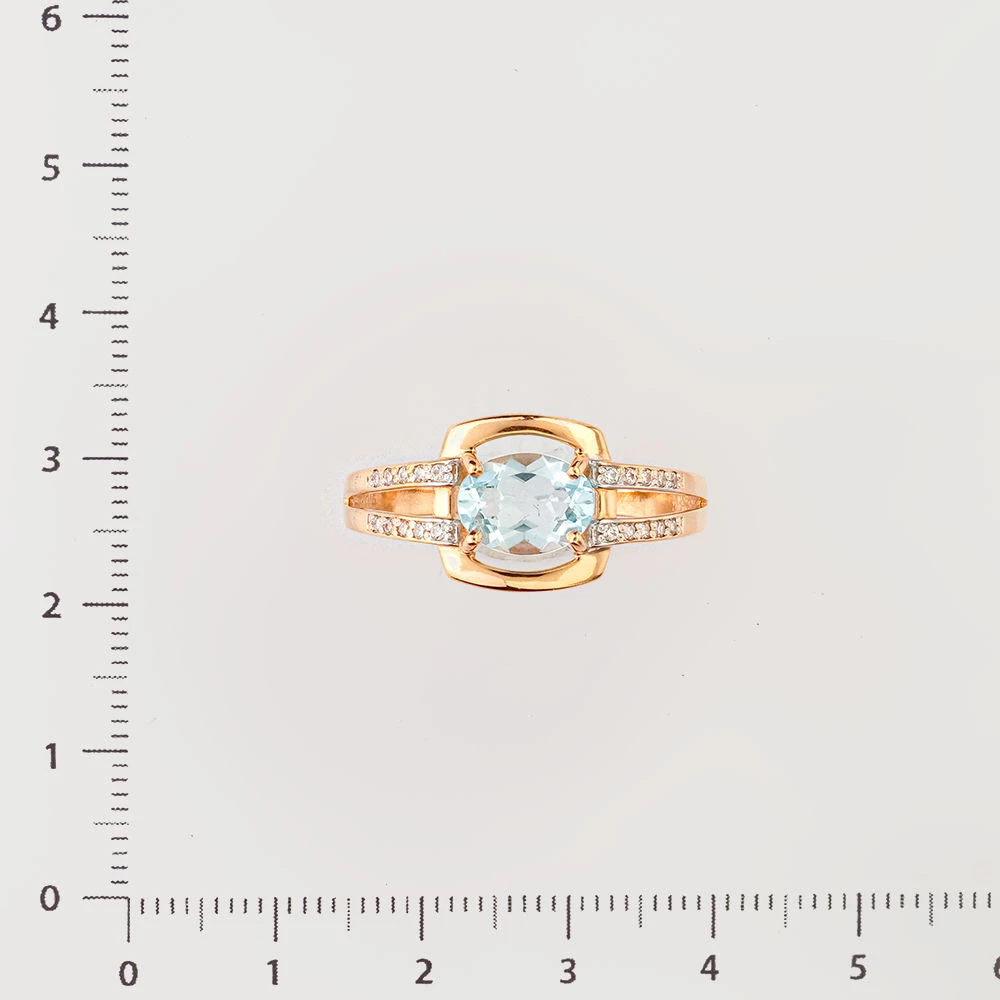 Кольцо с топазом из красного золота 585 пробы