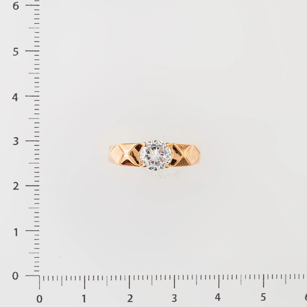 Кольцо с фианитом из красного золота 585 пробы