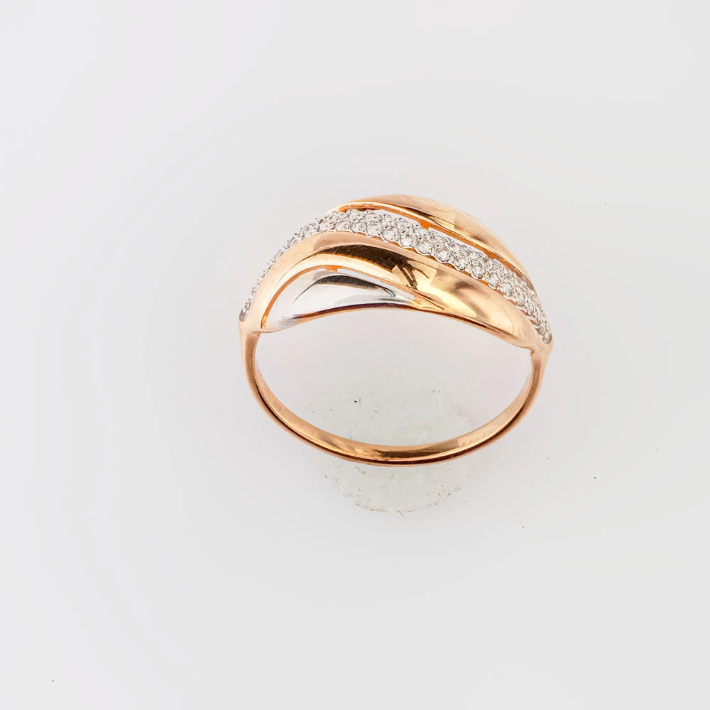 Кольцо с фианитом из красного золота 585 пробы