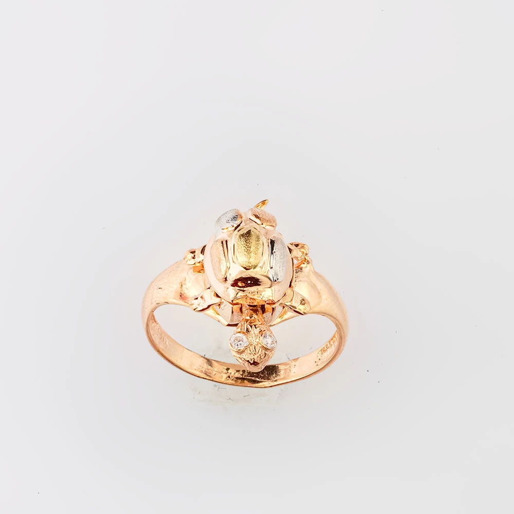 Кольцо с фианитом из красного золота 585 пробы