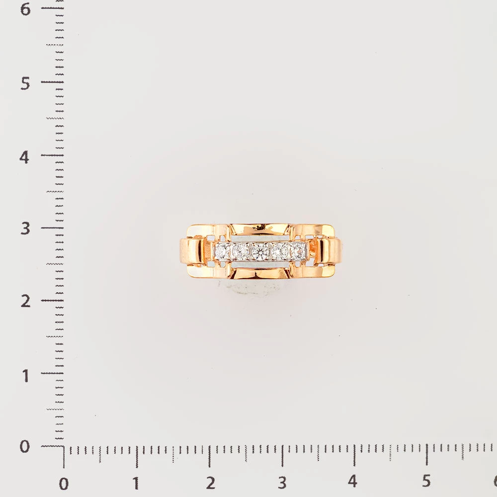 Кольцо с фианитом из красного золота 585 пробы