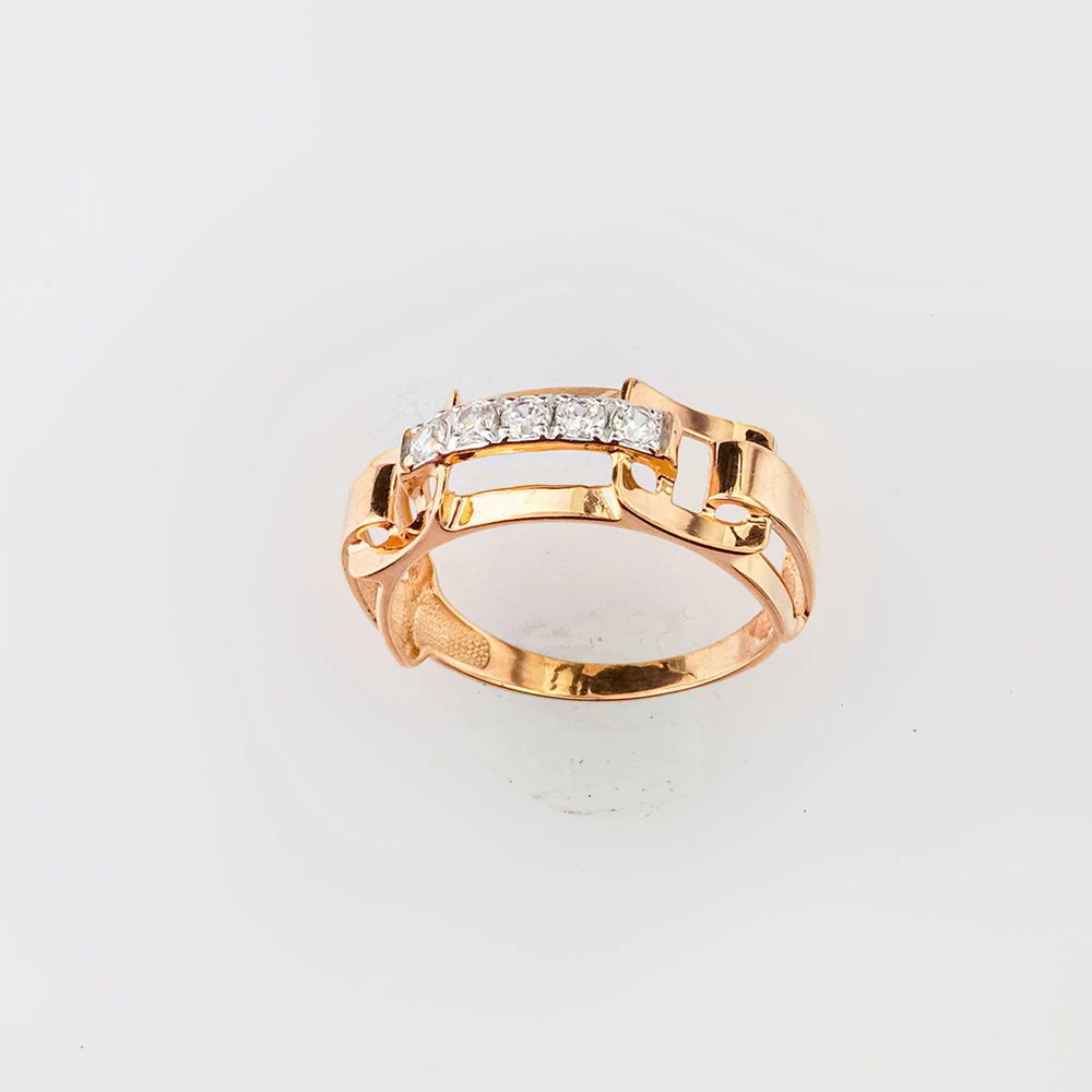 Кольцо с фианитом из красного золота 585 пробы