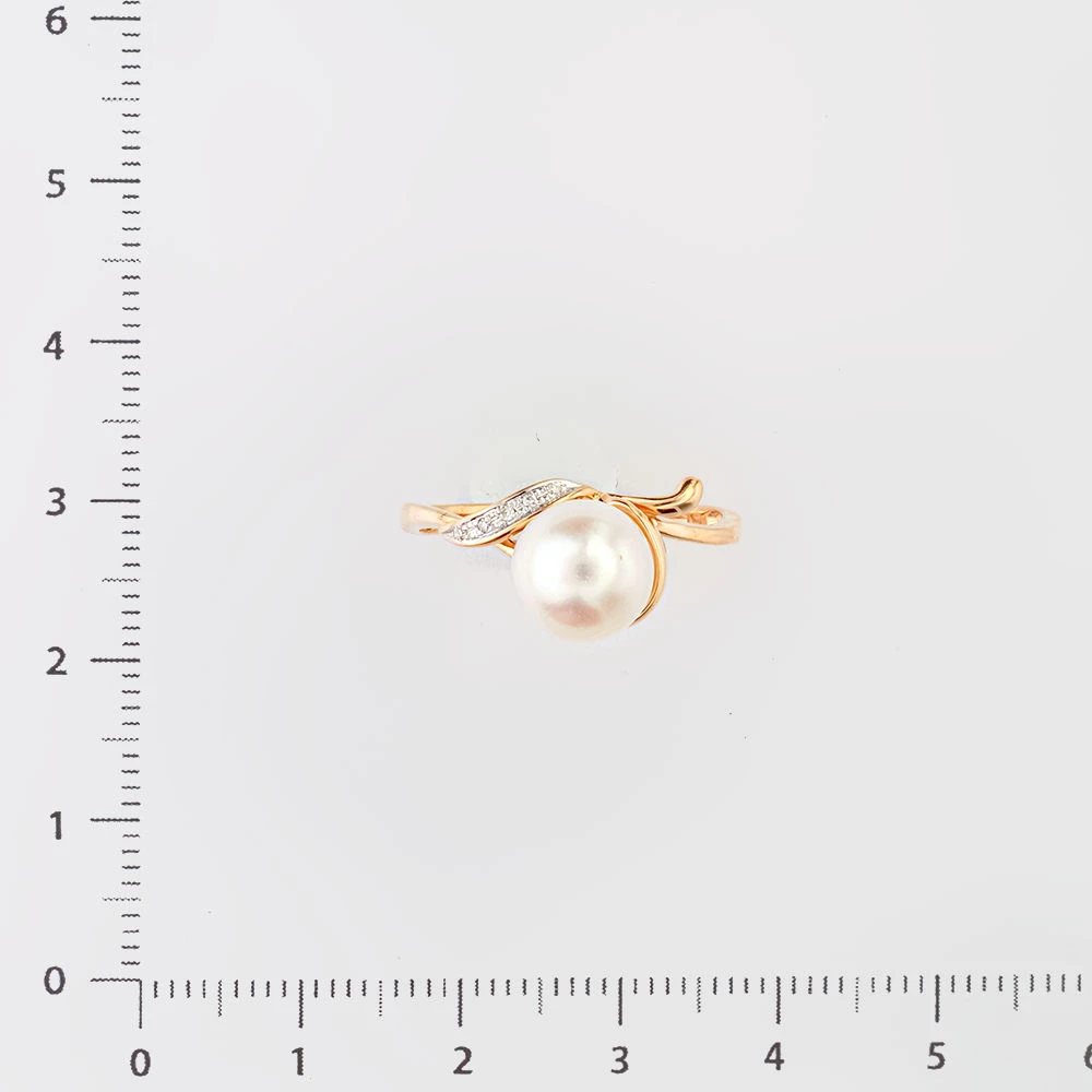 Кольцо с культивированным жемчугом из красного золота 585 пробы Кольцо с культивированным жемчугом из красного золота 585 пробы