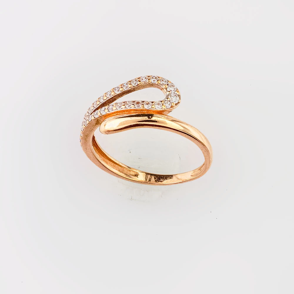 Кольцо с фианитом из красного золота 585 пробы