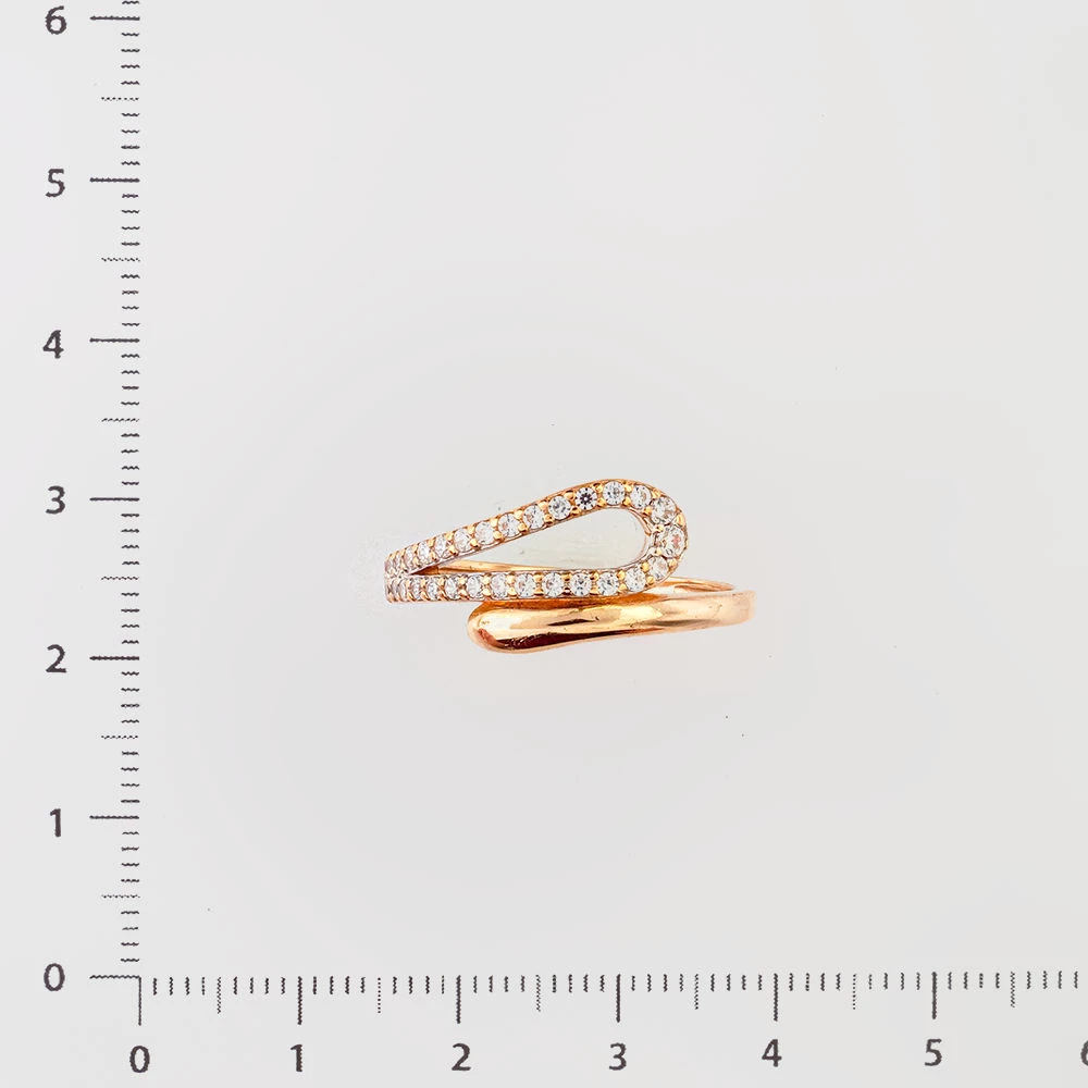 Кольцо с фианитом из красного золота 585 пробы