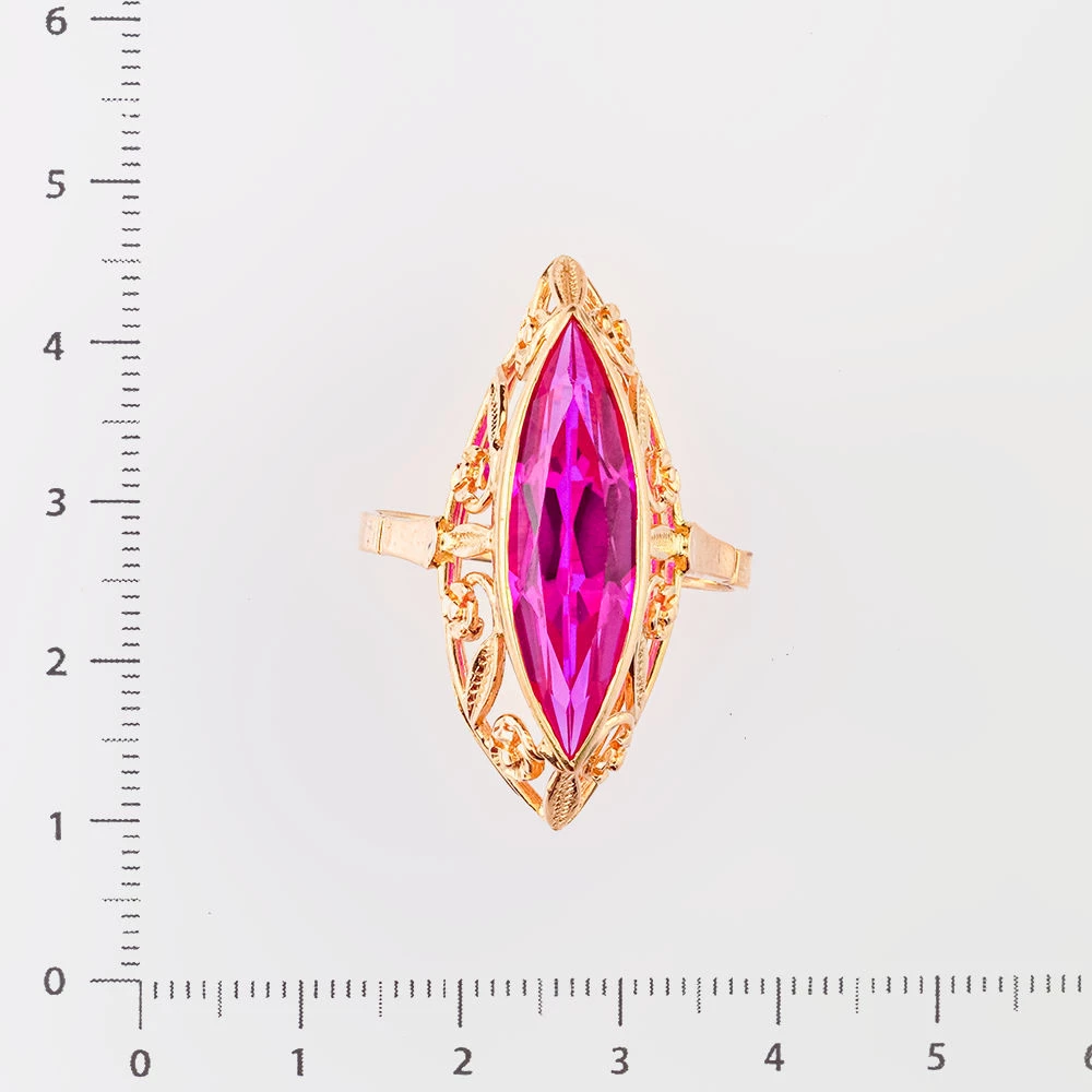 Кольцо с фианитом из красного золота 583 пробы