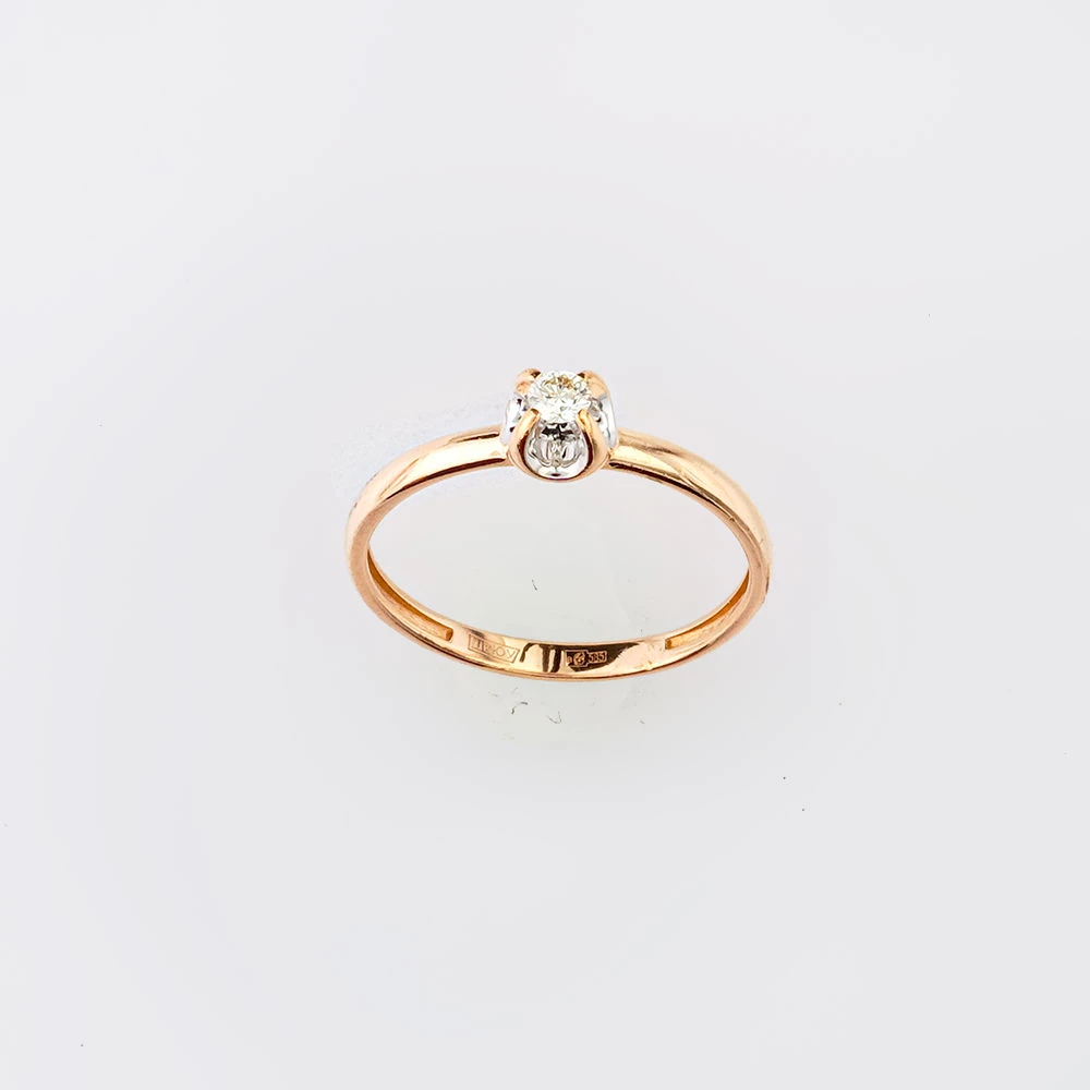 Кольцо с бриллиантом из красного золота 585 пробы