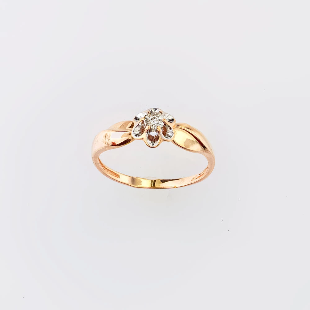 Кольцо с бриллиантом из красного золота 585 пробы