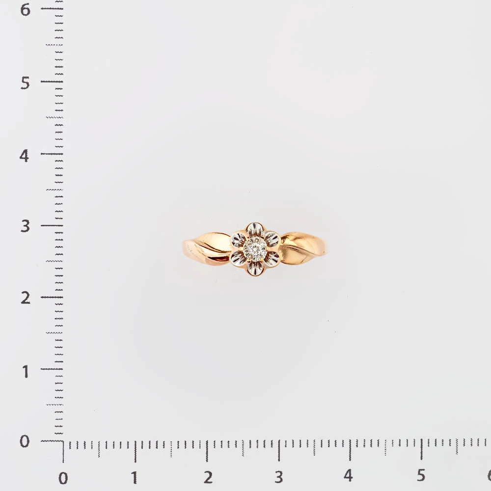 Кольцо с бриллиантом из красного золота 585 пробы