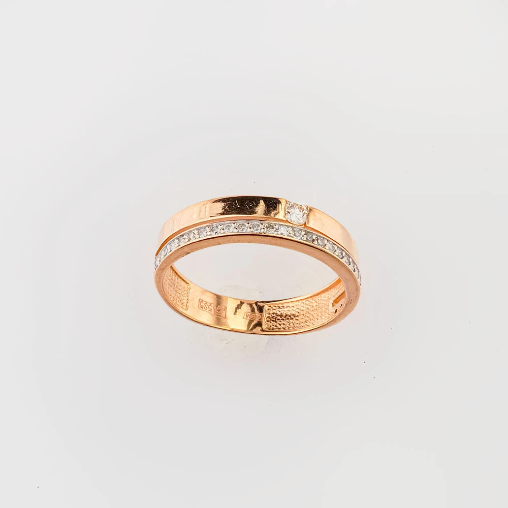 Кольцо с бриллиантом из красного золота 585 пробы