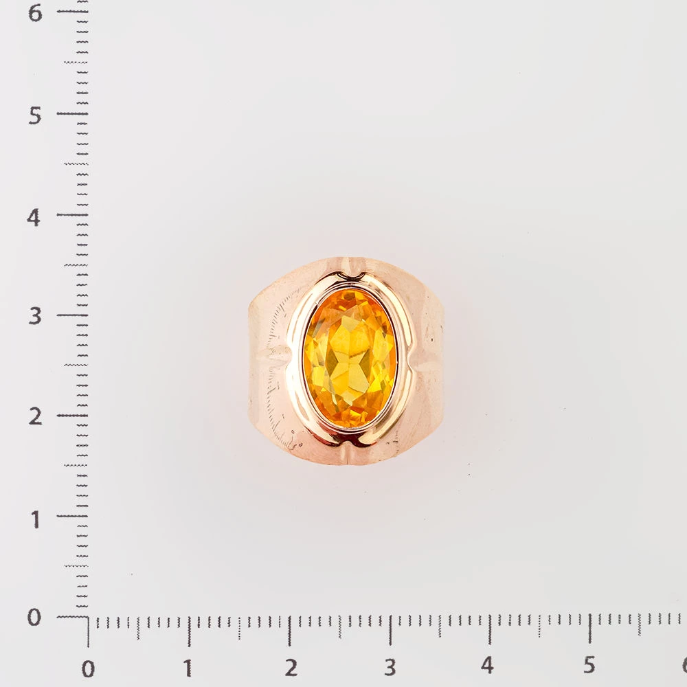 Кольцо с фианитом из красного золота 583 пробы