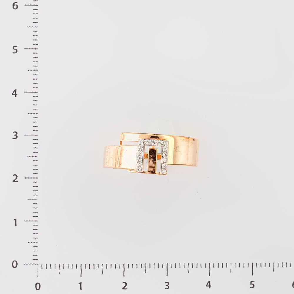 Кольцо с фианитом из красного золота 585 пробы