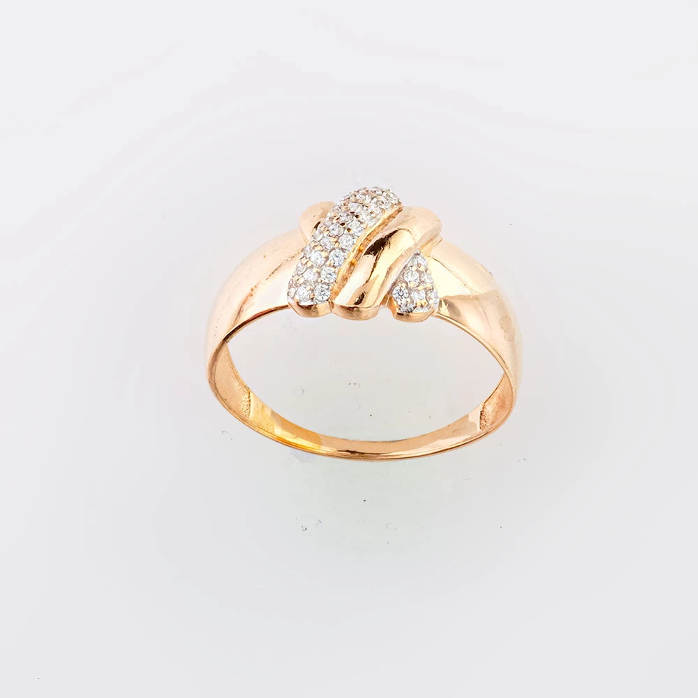 Кольцо с фианитом из красного золота 585 пробы