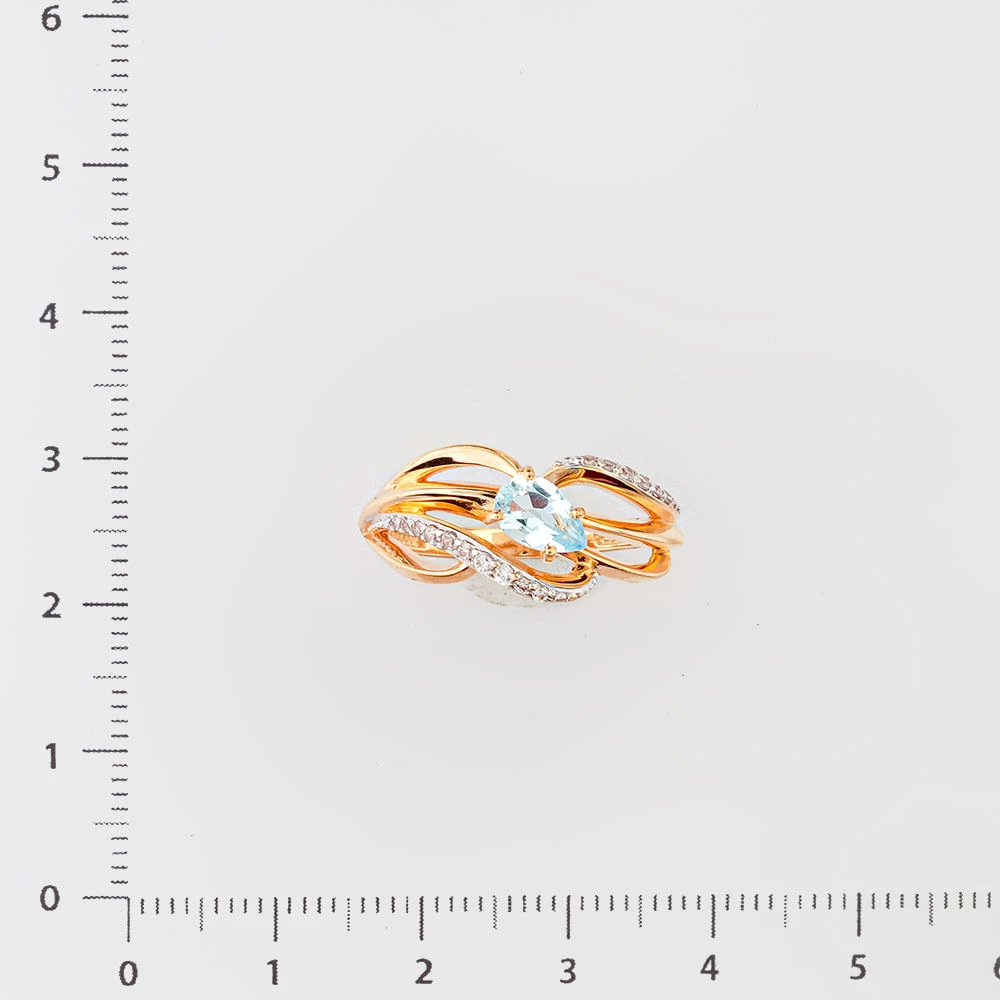 Кольцо с топазом из красного золота 585 пробы