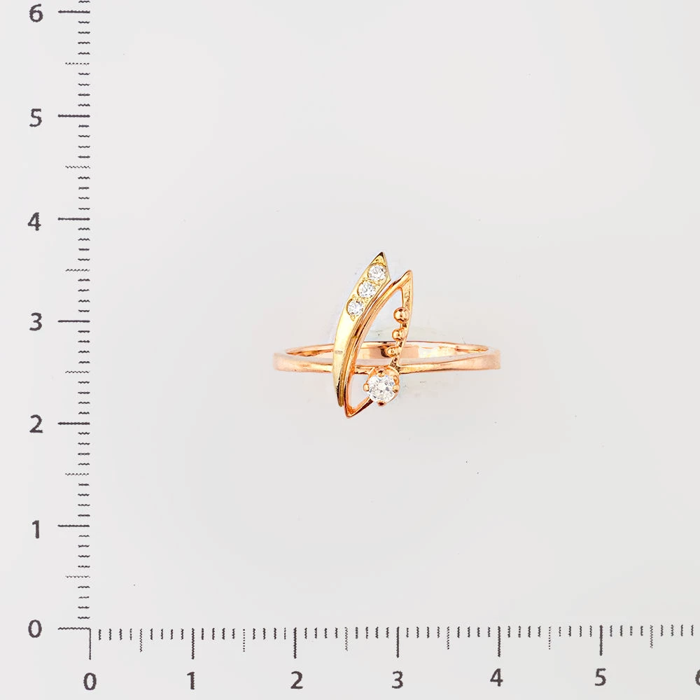 Кольцо с фианитом из красного золота 585 пробы