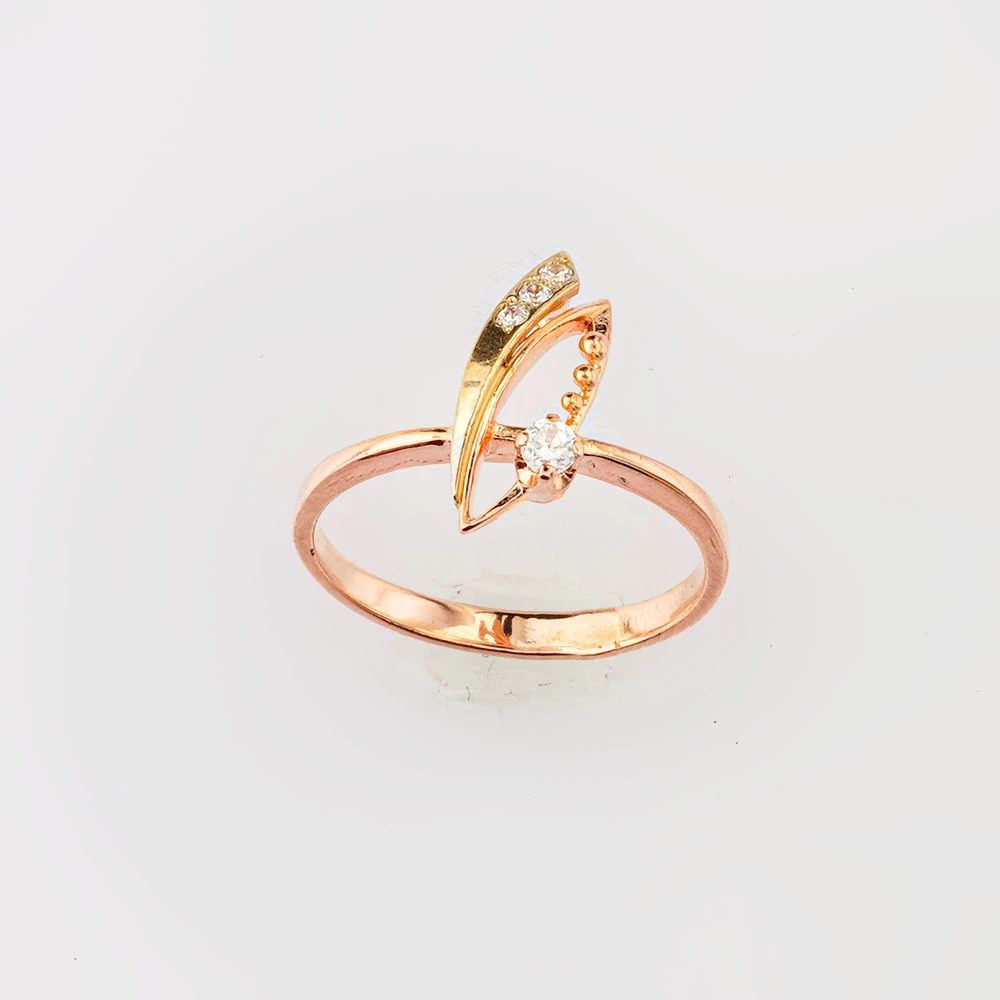 Кольцо с фианитом из красного золота 585 пробы