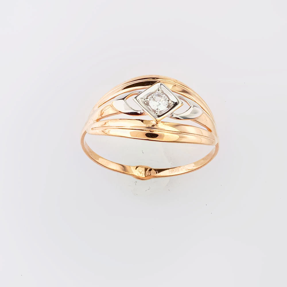 Кольцо с фианитом из красного золота 375 пробы Кольцо с фианитом из красного золота 375 пробы