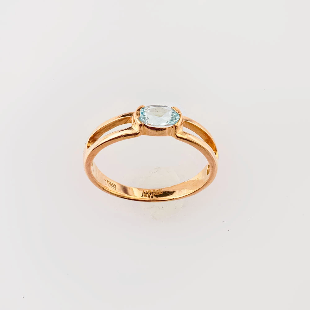 Кольцо с топазом из красного золота 585 пробы