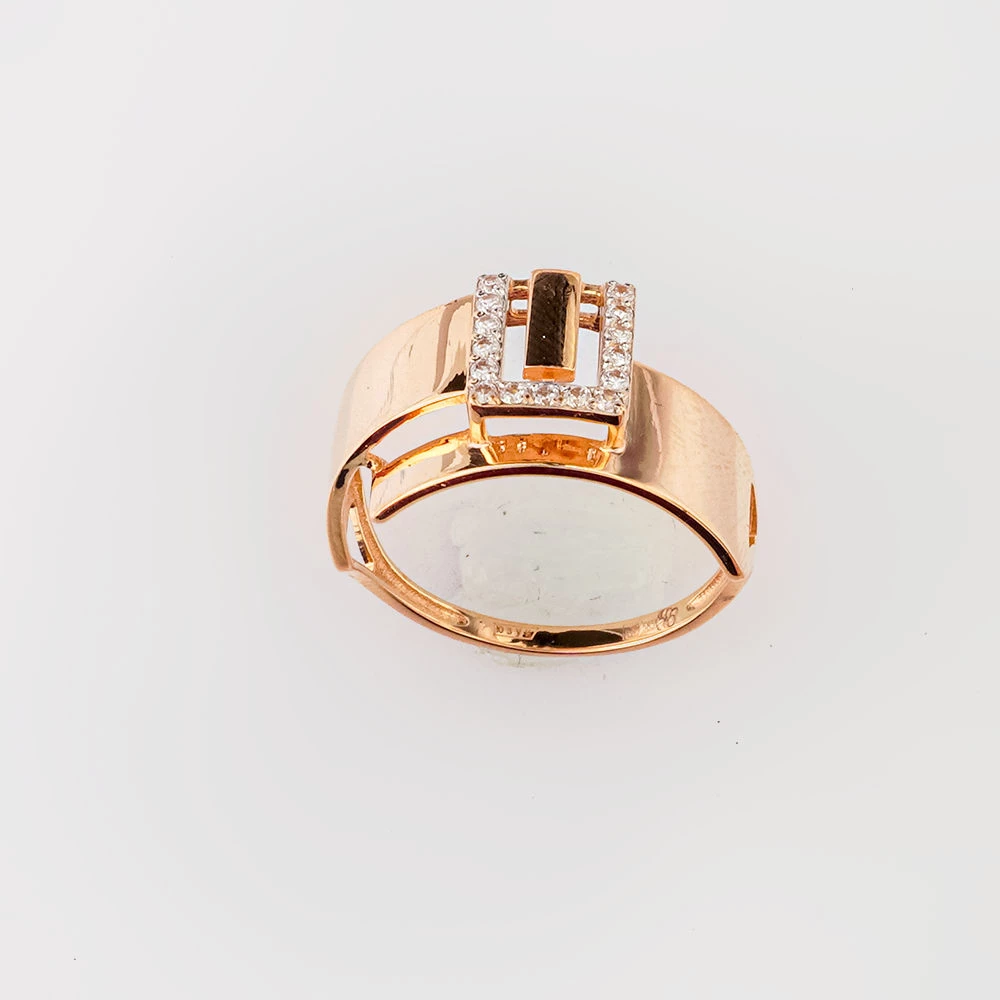 Кольцо с фианитом из красного золота 585 пробы