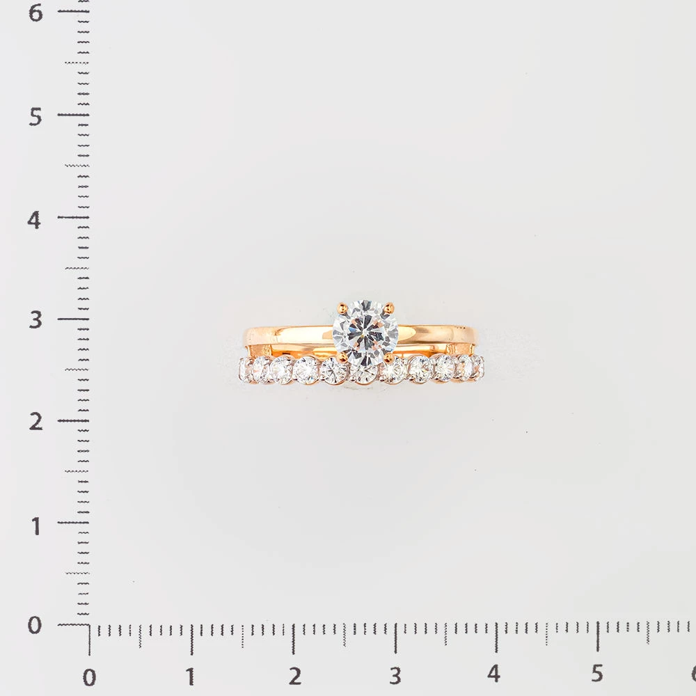 Кольцо с фианитом из красного золота 585 пробы