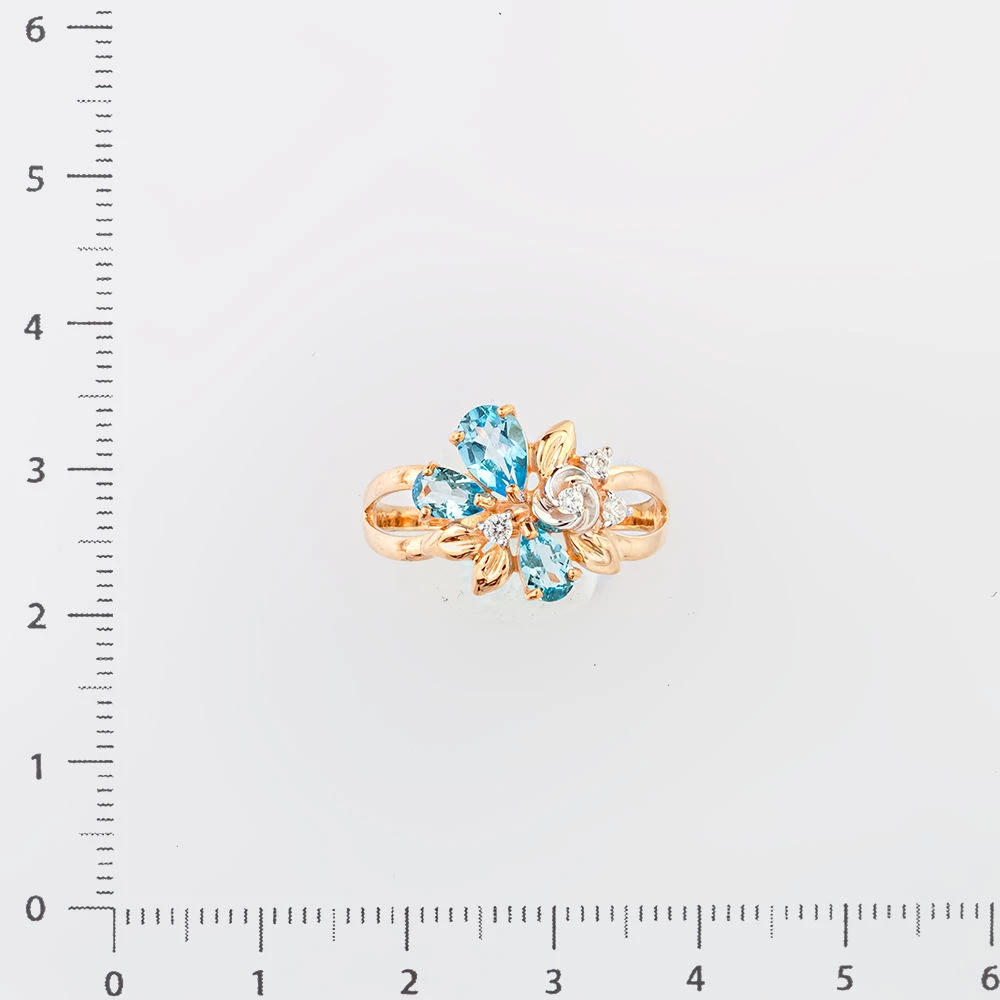 Кольцо с топазом из красного золота 585 пробы